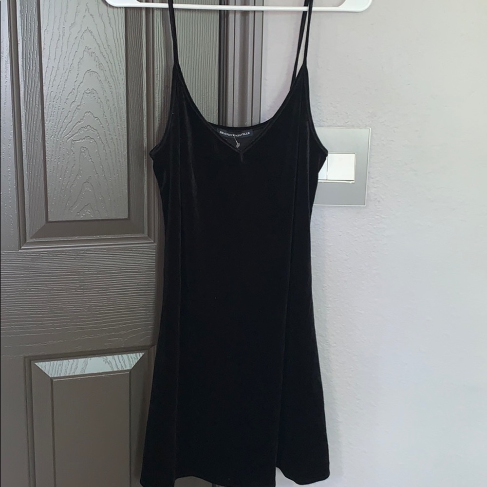 Black velvet tank top dress